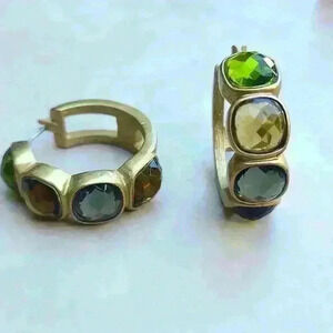 Vintage ANNE KLEIN AK gold tone muilt colors stones earrings vintage earrings